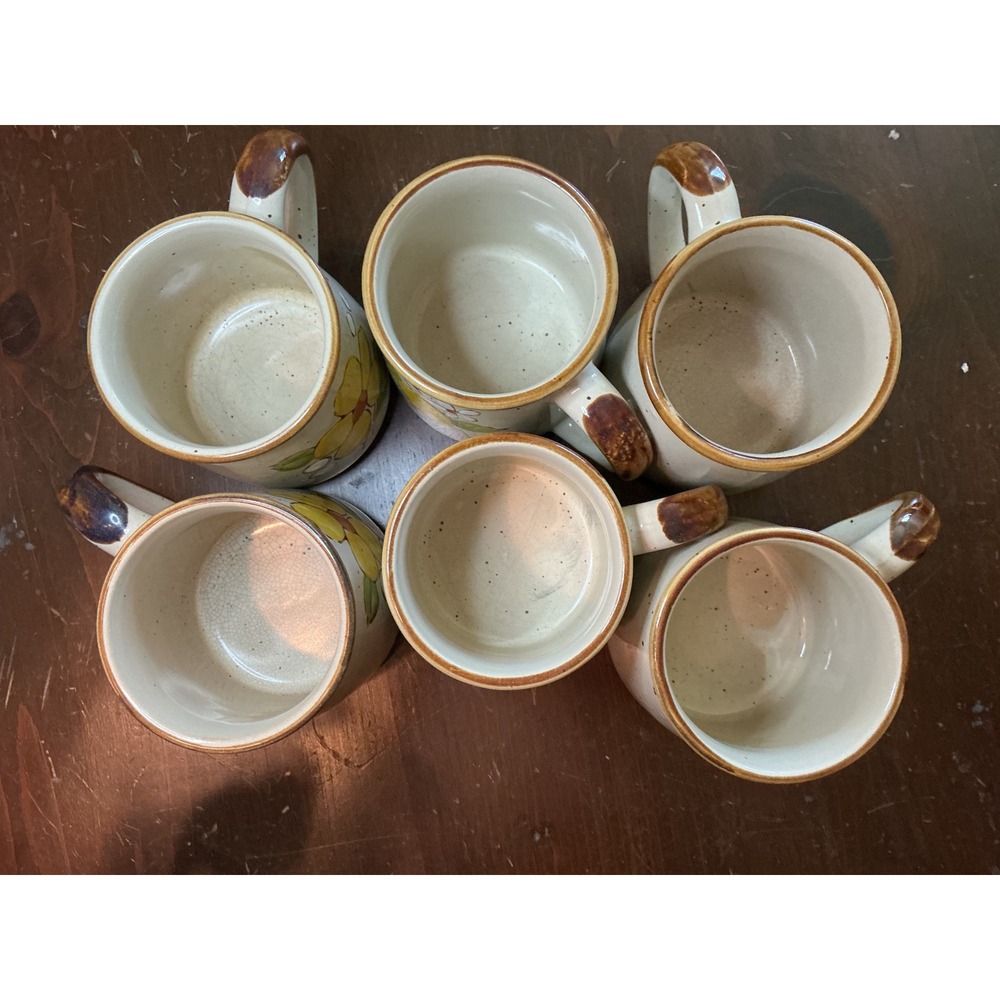 Norleans Korea Set of 6 Ceramic Mugs Yellow Flower Lemon‎ Design - Picture 6 of 8